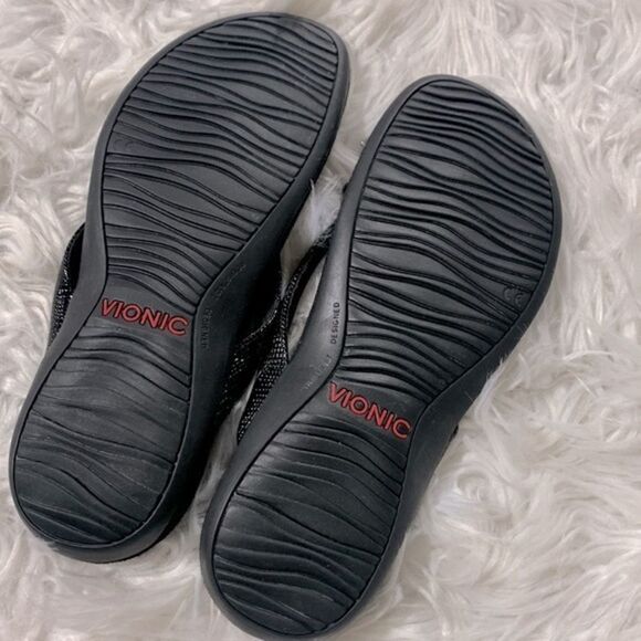 VIONIC Bella II Lizard embossed strap flipflop thong bow detail silvertone cap - Picture 8 of 10